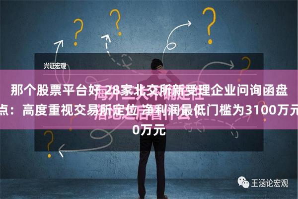 那个股票平台好 28家北交所新受理企业问询函盘点：高度重视交易所定位 净利润最低门槛为3100万元