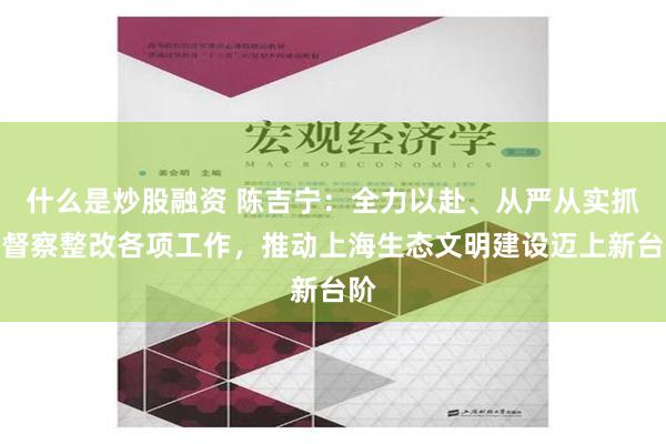 什么是炒股融资 陈吉宁：全力以赴、从严从实抓好督察整改各项工作，推动上海生态文明建设迈上新台阶