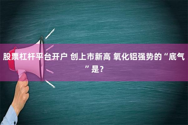 股票杠杆平台开户 创上市新高 氧化铝强势的“底气”是？