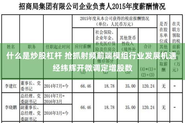 什么是炒股杠杆 抢抓射频前端模组行业发展机遇 经纬辉开微调定增股数